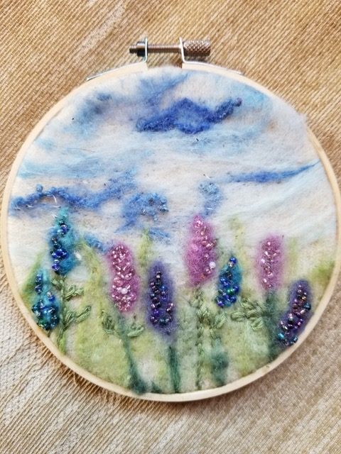 Needle Felted Flowers with Beads